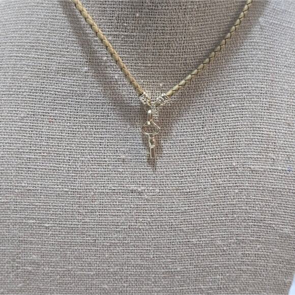 Kendra Scott Braided Leather Gold Plated Key Necklace - Picture 1 of 7